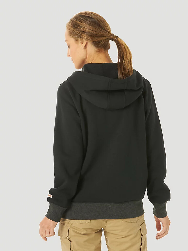 sudadera con capucha de trabajo con cremallera completa wrangler riggs workwear para mujer color negro