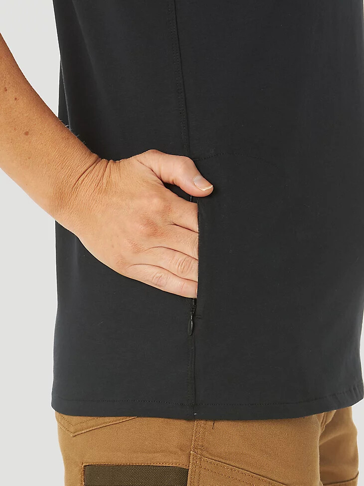 camiseta sin mangas de rendimiento wrangler riggs workwear para mujer color negro